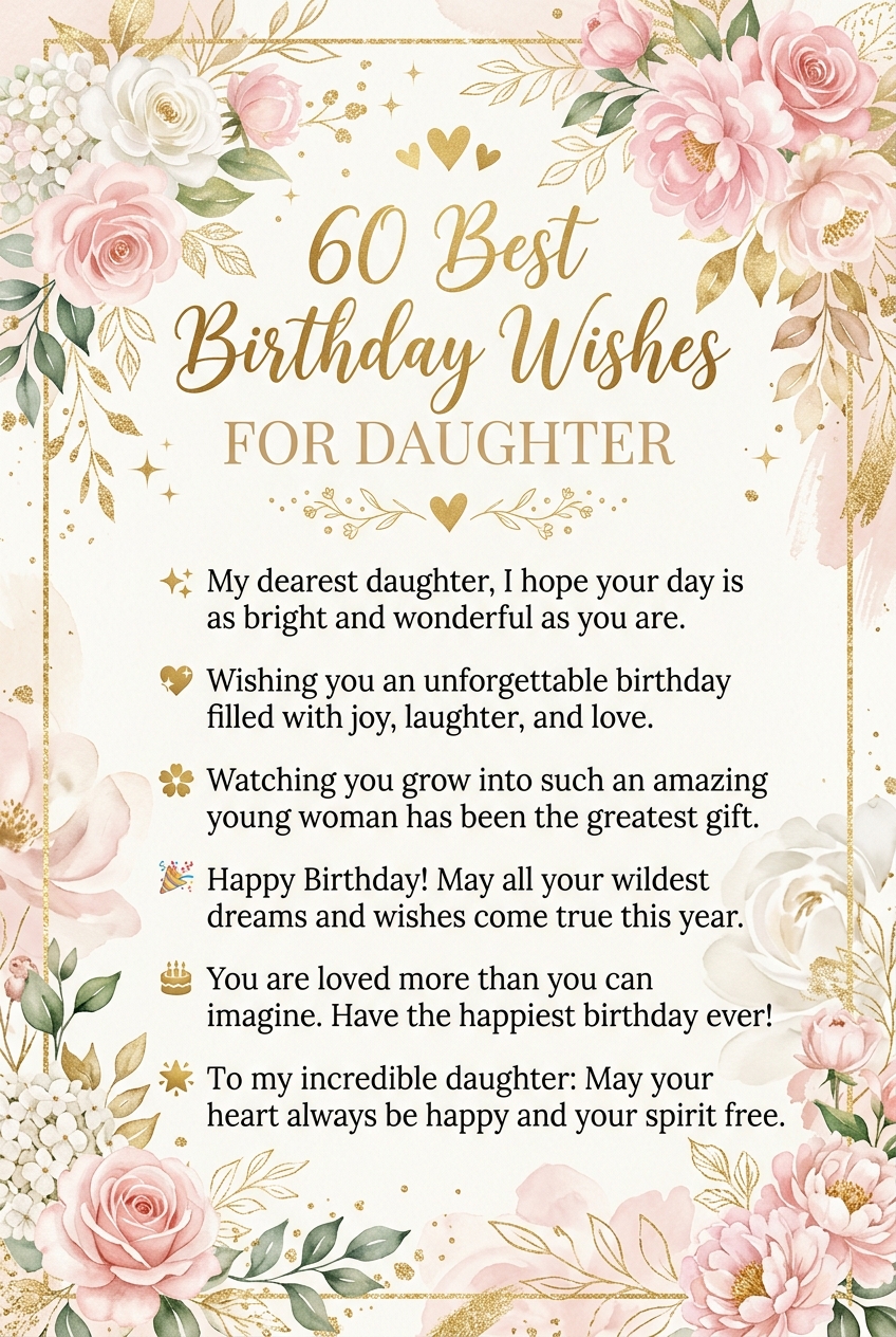 60+ Best Birthday Wishes for Daughter (Heartfelt Quotes 2026)